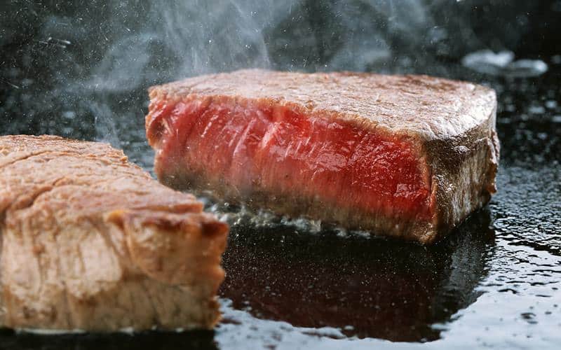 steak on griddle